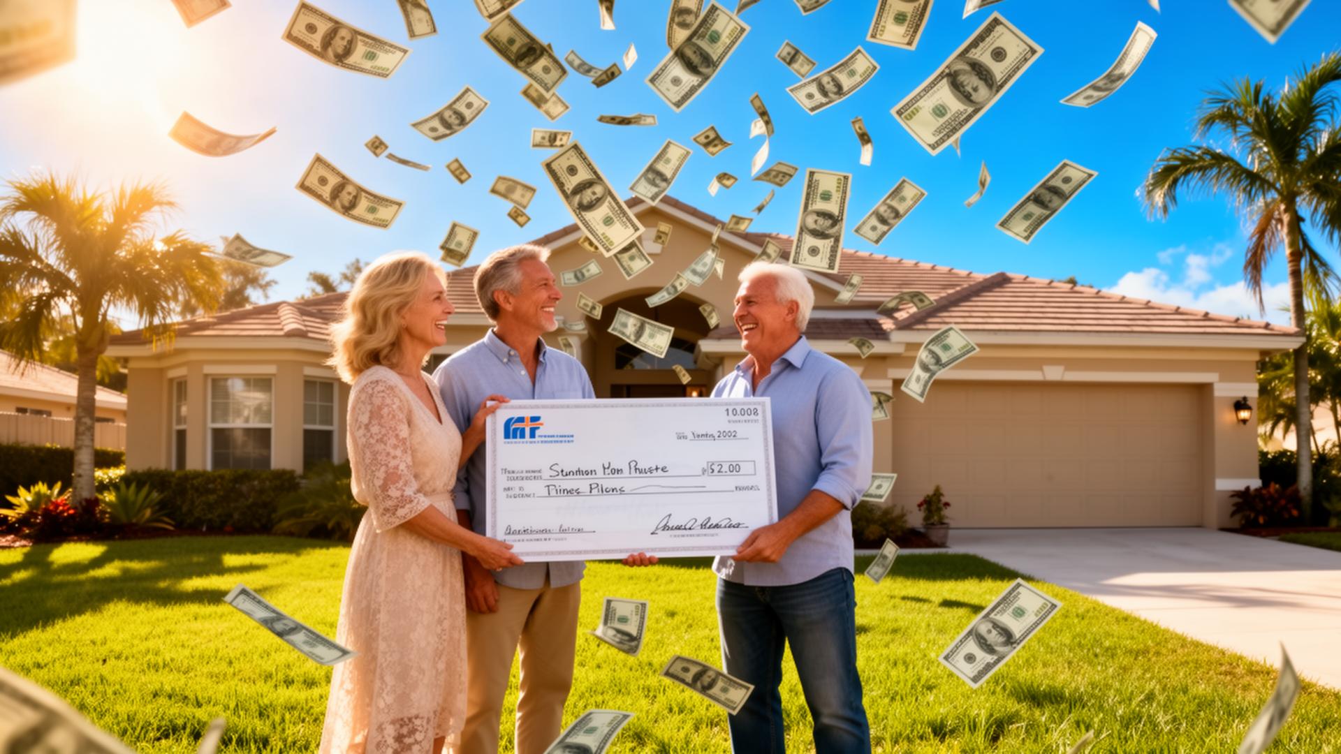 Happy homeowners receiving cash for their Tampa home